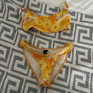 Yellow Floral triangl Bikini Set